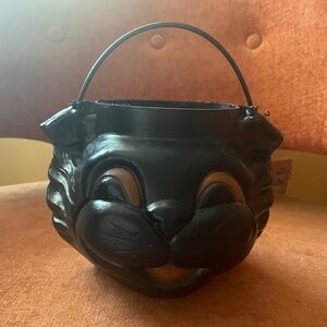 Vintage Halloween Blow Mold Black Cat Treat Bucket
